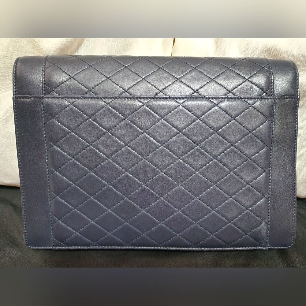 Saint Laurent Dark Navy Gaby Envelope Satchel Quilted Lambskin Leather - Picture 11 of 15